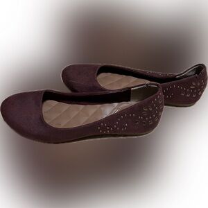 💥Mudd Ladies Shoes Ballet FlatsTubas Burgundy Silver Embellishments Size 5 1/2